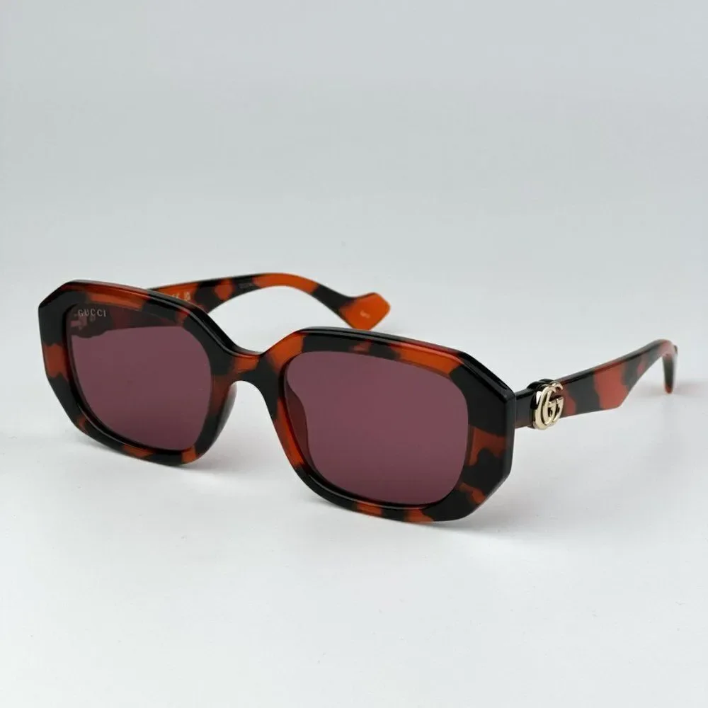 NEW Gucci GG1535S 005 Orange Havana Violet Women Geometric Sunglasses GG 1535S - Picture 3 of 9